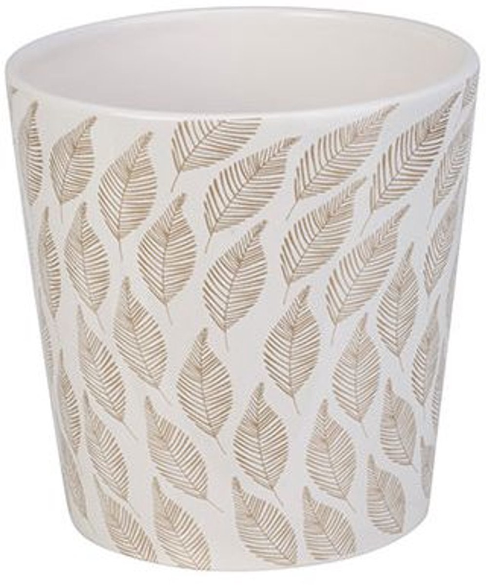 Cosy @ Home Bloempot Leaves Goud 13x13xh13cm Conisch