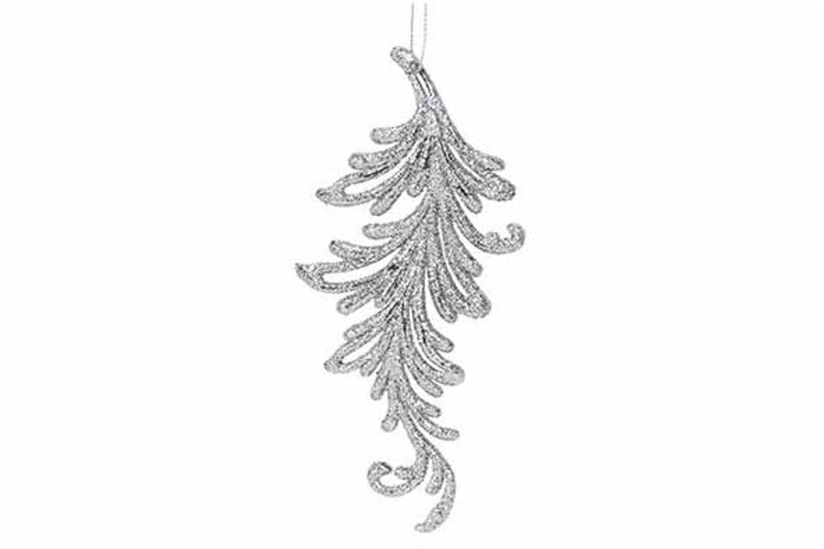 Hanger Leaf Glitter Zilver 7xh16cm Kunst Stof