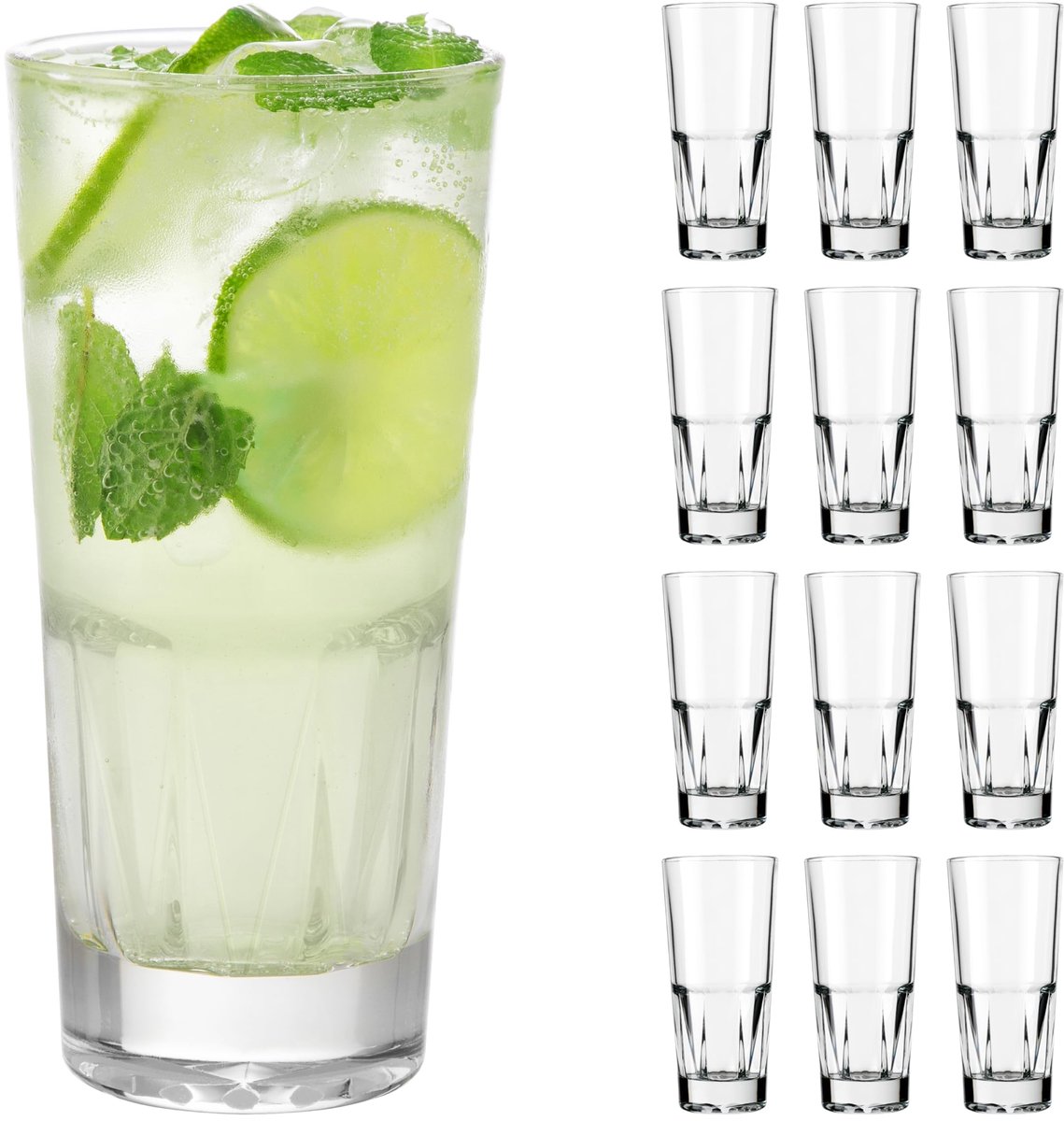 Libbey Gallery Drinkglazen - Stapelbare Waterglazen - Transparant Glas - 399 ml - 12 Stuks