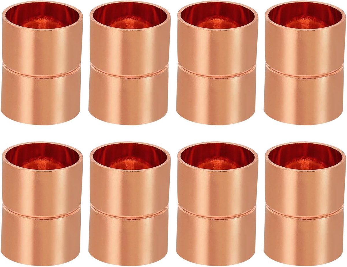 20mm ID Koppeling Fittingen, 8 Stks Gerolde Buis Stop Rechte Pijp Fitting Lasverbinding Voor HVAC Airconditioning Sanitair Koeling