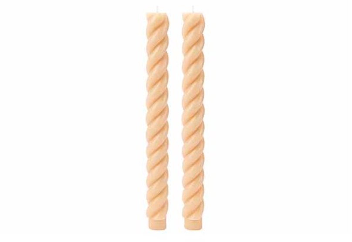 Kaars Set2 Swirl Caramel 2x2xh24cm