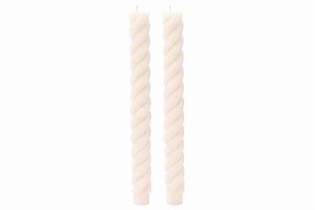 Kaars Set2 Swirl Beige 2x2xh24cm