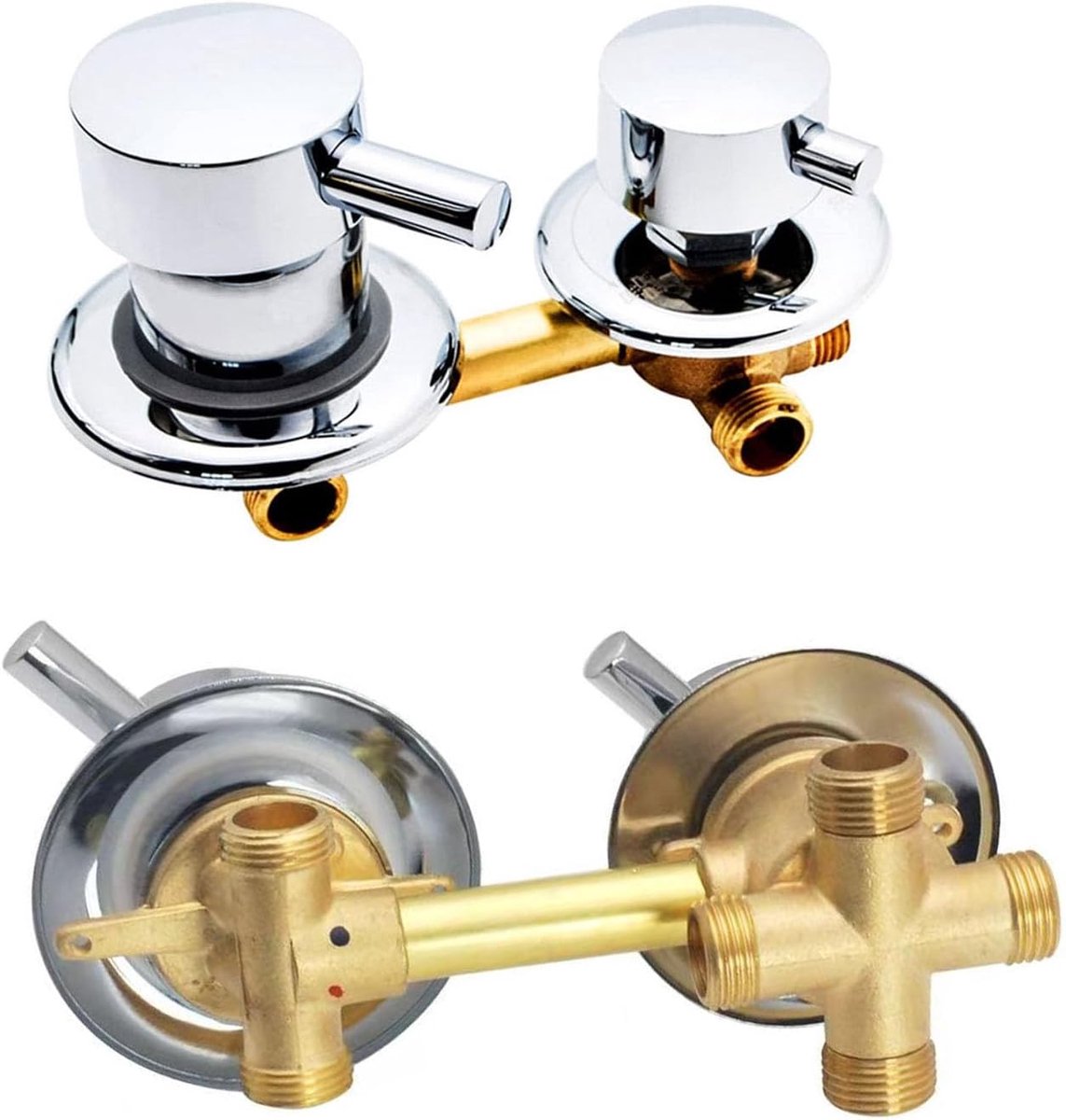 2/3/4/5-weg mengkraan voor douche, badkraan, messen, afstanden 9/10/12,5/14,5 cm, cabine- of hamam kraan (10 cm, 4-weg schroefdraad)