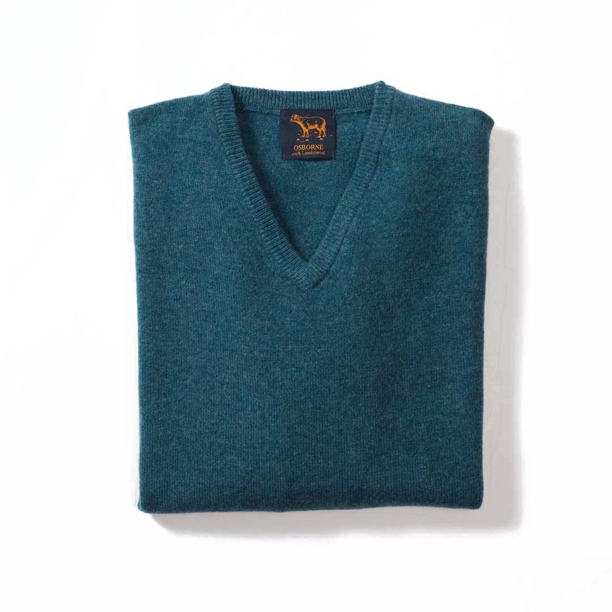 Osborne Knitwear Trui met V hals - Sweater heren in Lamswol - Pullover Heren - Hunter - 4XL