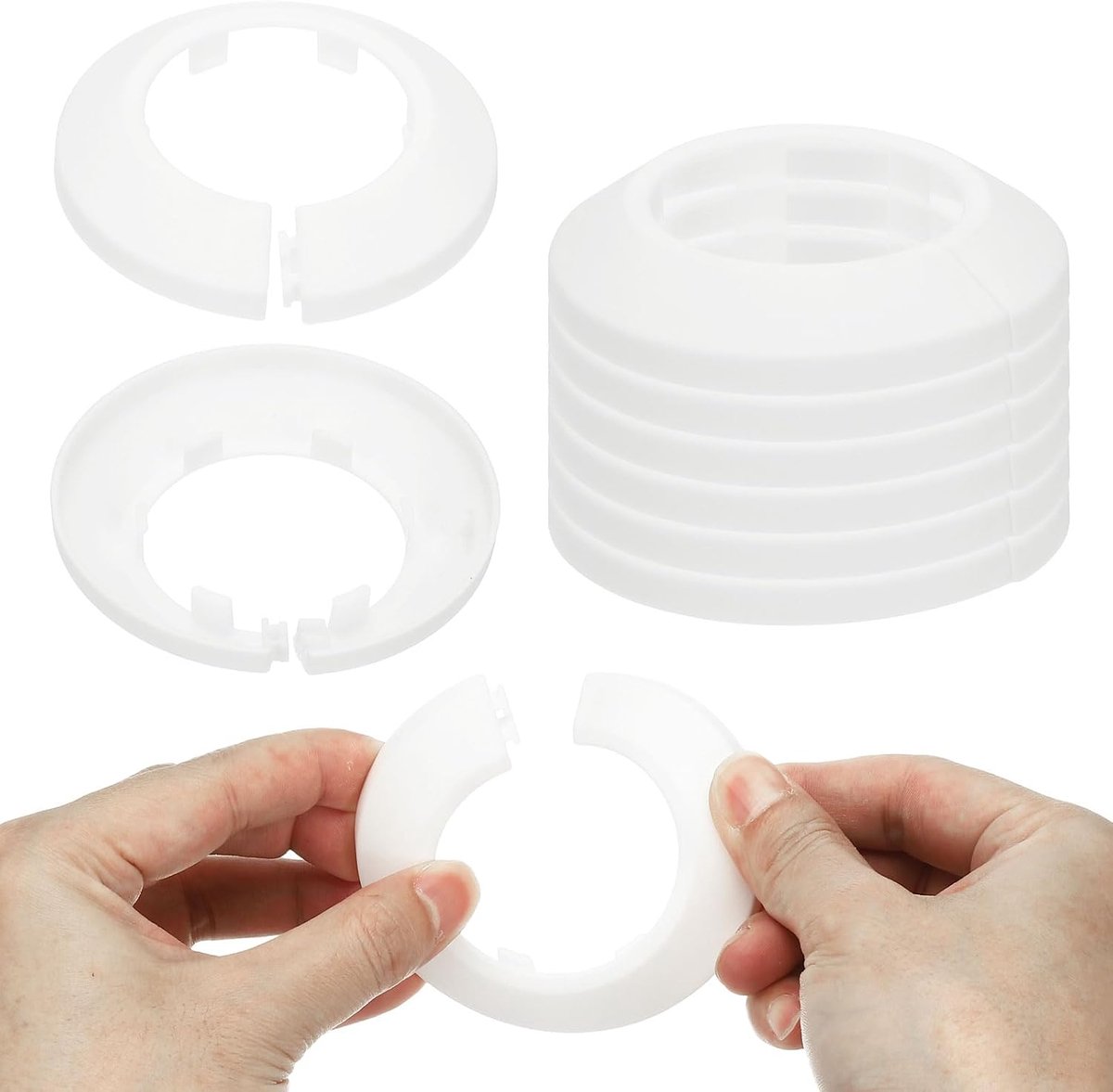 44 mm sanitair afdekplaten, 9 stuks muur gesplitste flens buisafdekking decoratie rozet plaat kraag flens waterpijp cover decoratie PP kunststof voor muur pijp buis gat, wit