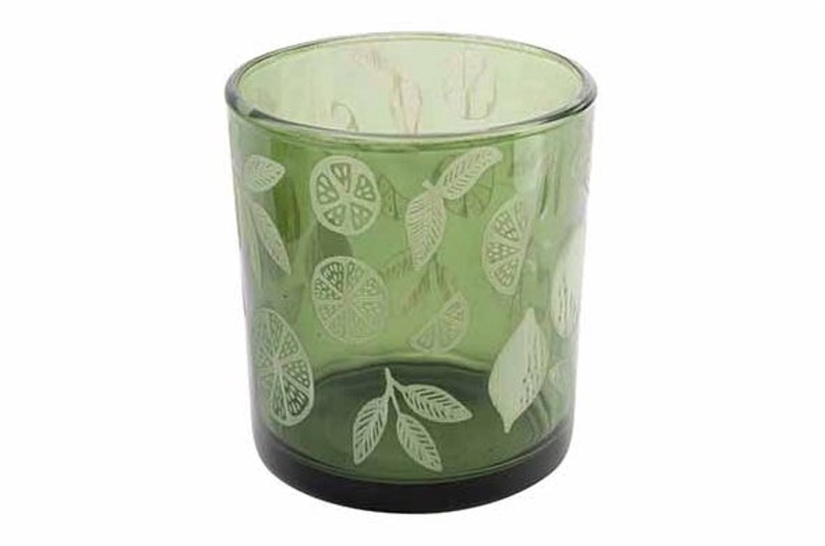 Theelichthouder Grapefruit Groen D7xh8cm Glas