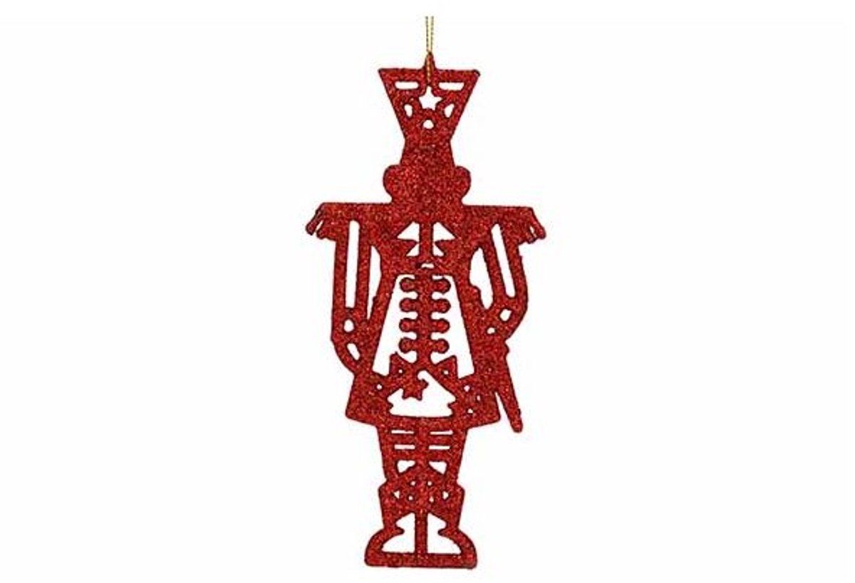Hanger Nutcracker Glitter Rood 8xh15cm K Unststof