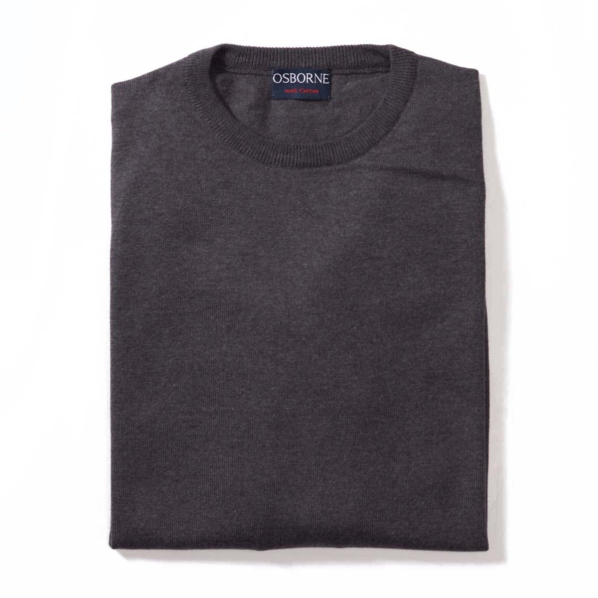 Osborne Knitwear Trui met ronde hals - Katoen - Charcoal - 3XL