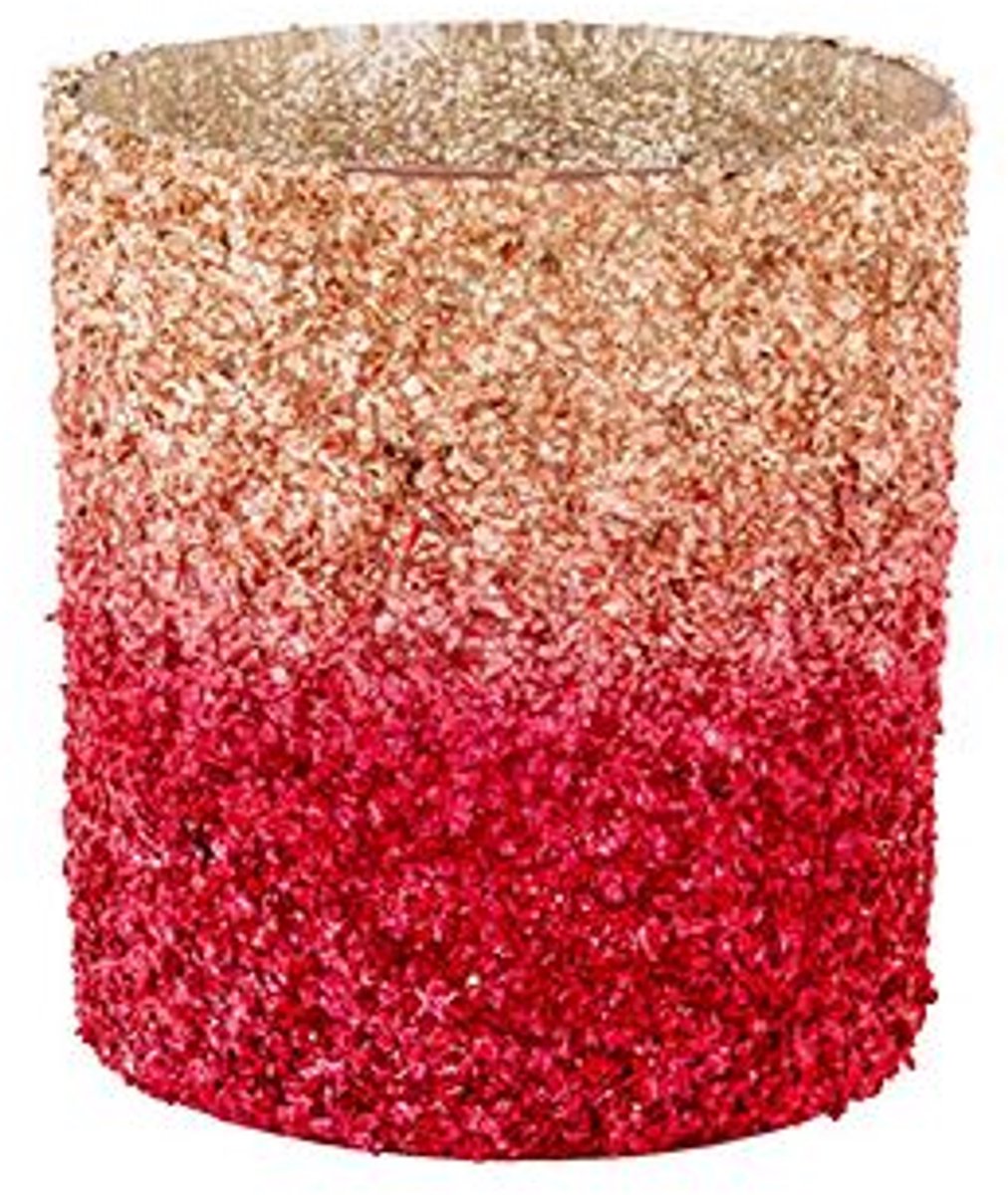 Cosy @ Home Theelichthouder Glitter Degrade Rood 8x8