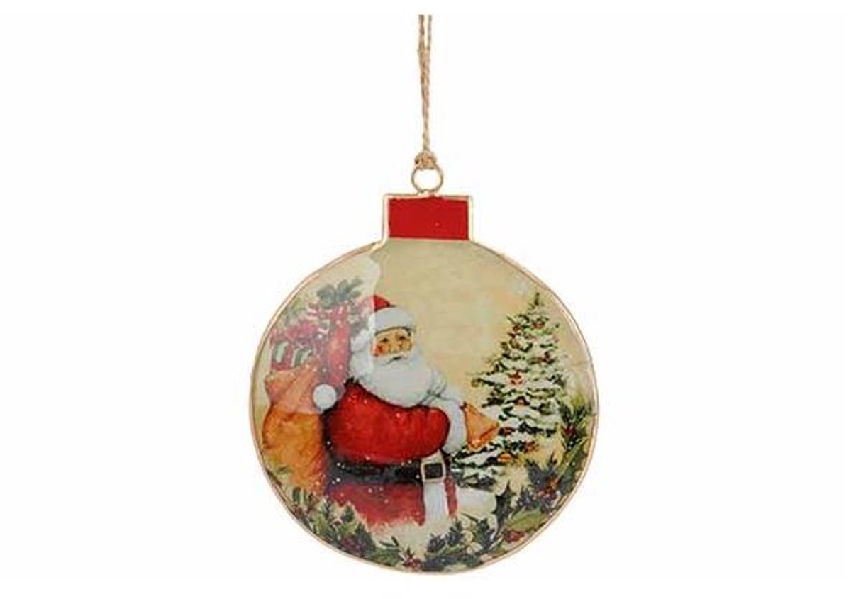 Hanger Vintage Santa Ball Creme 9x1xh11c M Ijzer