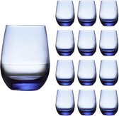 Libbey Stamloze Wijnglazen - Wijnglazen Set - Blauw Geperst Glas - Vaatwasserbestendig - 451 ml - 12 stuks