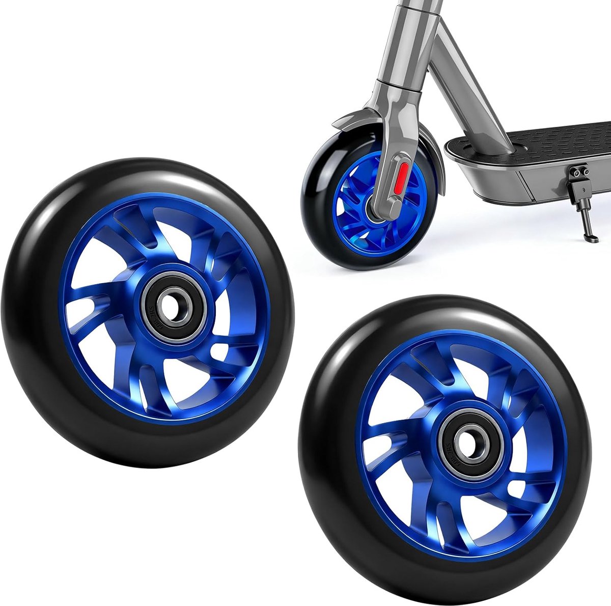 Wielen, 100 mm, reservewielen voor scooterwielen, vervanging voor scooteraccessoires, houder van aluminiumlegering en anti-blokkeerlagers, geschikt voor trolleys en scooters