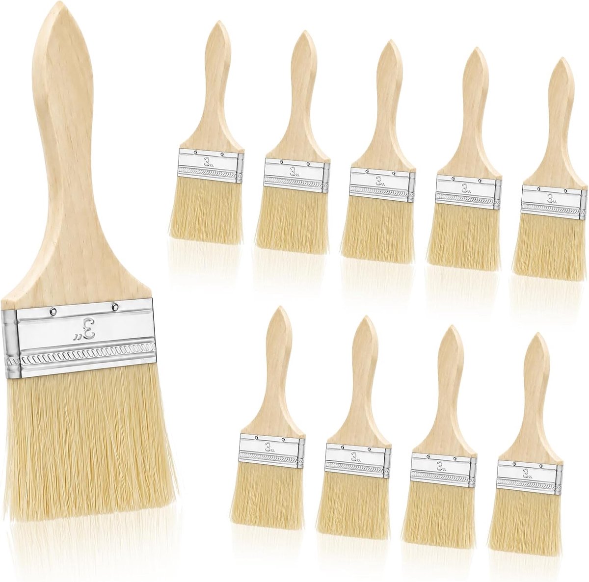 houten penseel, 2,5 - 7,6 cm, metalen klem en synthetische borstelharen, geschikt voor lak en email, knutselen en knutselen (8 cm-10)