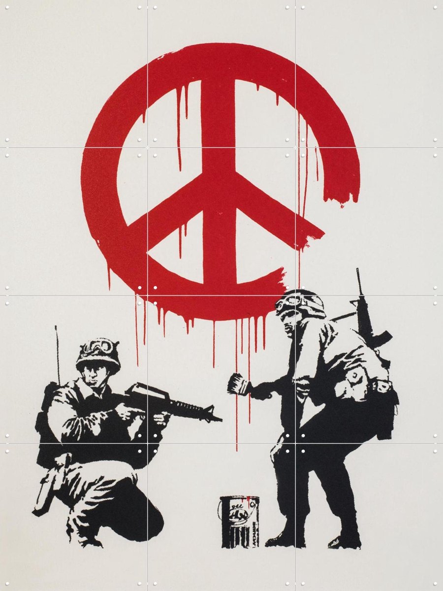 IXXI CND Soldiers, Banksy - 60 x 80 cm - Gratis ophangtool - Grote wanddecoratie en posters - Pop art, Street art, Modern, Illustraties, Mancave
