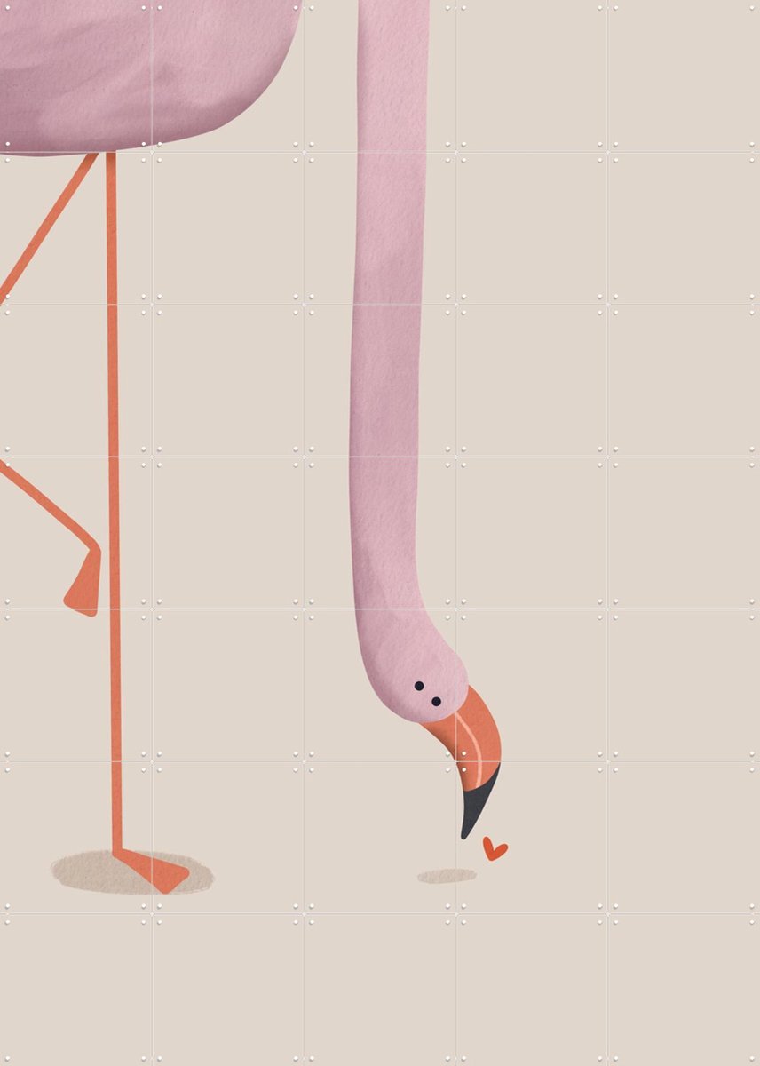 IXXI Flamingo, Alijt - 100 x 140 cm - Gratis ophangtool - Grote wanddecoratie en posters - Kleurrijk, Speels, Minimalisme, Fantasierijk, Modern