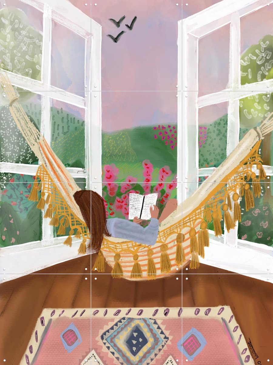 IXXI Hammock Dream, Studio LaWiene - 60 x 80 cm - Gratis ophangtool - Grote wanddecoratie en posters - Modern, Digitale Kunst, Speels, Kleurrijk
