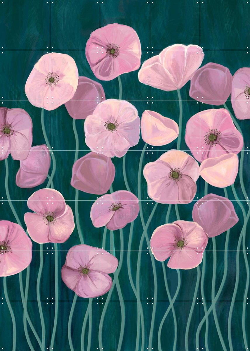 IXXI Whimsical Blossoms, EMELIEmaria & Various - 100 x 140 cm - Gratis ophangtool - Grote wanddecoratie en posters - Modern, Kleurrijk, Speels