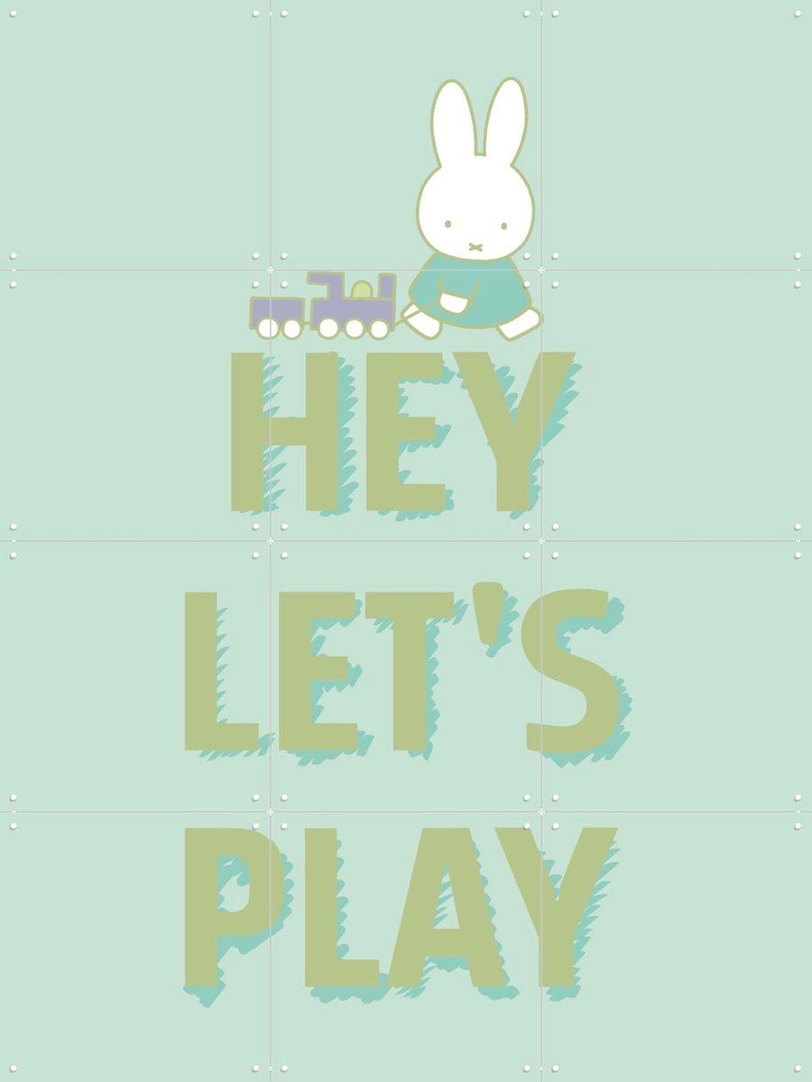 IXXI Nijntje Let's Play, Nijntje - 60 x 80 cm - Gratis ophangtool - Grote wanddecoratie en posters - Speels, Cartoonesk, Kleurrijk, Illustraties