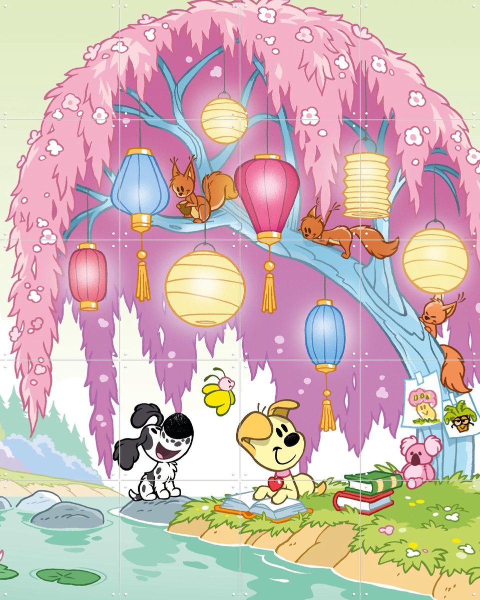 IXXI Woezel & Pip in de Tovertuin, Woezel & Pip & Van Hoorne Studios - 80 x 100 cm - Gratis ophangtool - Grote wanddecoratie en posters -