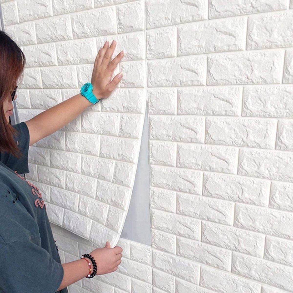 3D Zelfklevend Baksteen Behang - Wit - 35x40x0,3cm XPE Schuim - Waterdicht & Geluidsisolerend - Op Maat te Snijden & Boorloos - Voor Slaapkamer, Woonkamer & Kantoor