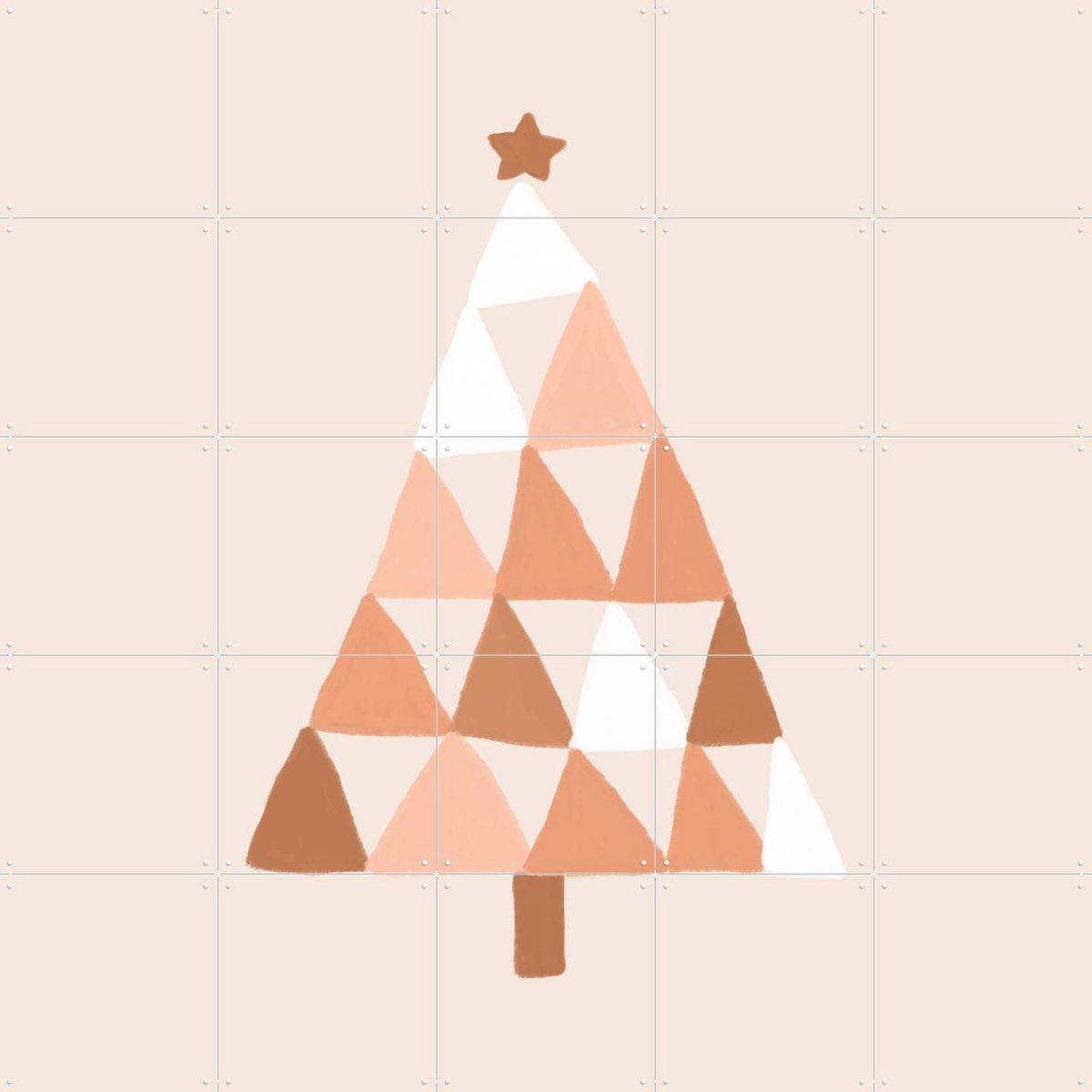 IXXI Pastel Christmas Tree, Orara Studio & Various - 100 x 100 cm - Gratis ophangtool - Grote wanddecoratie en posters - Modern, Fantasierijk