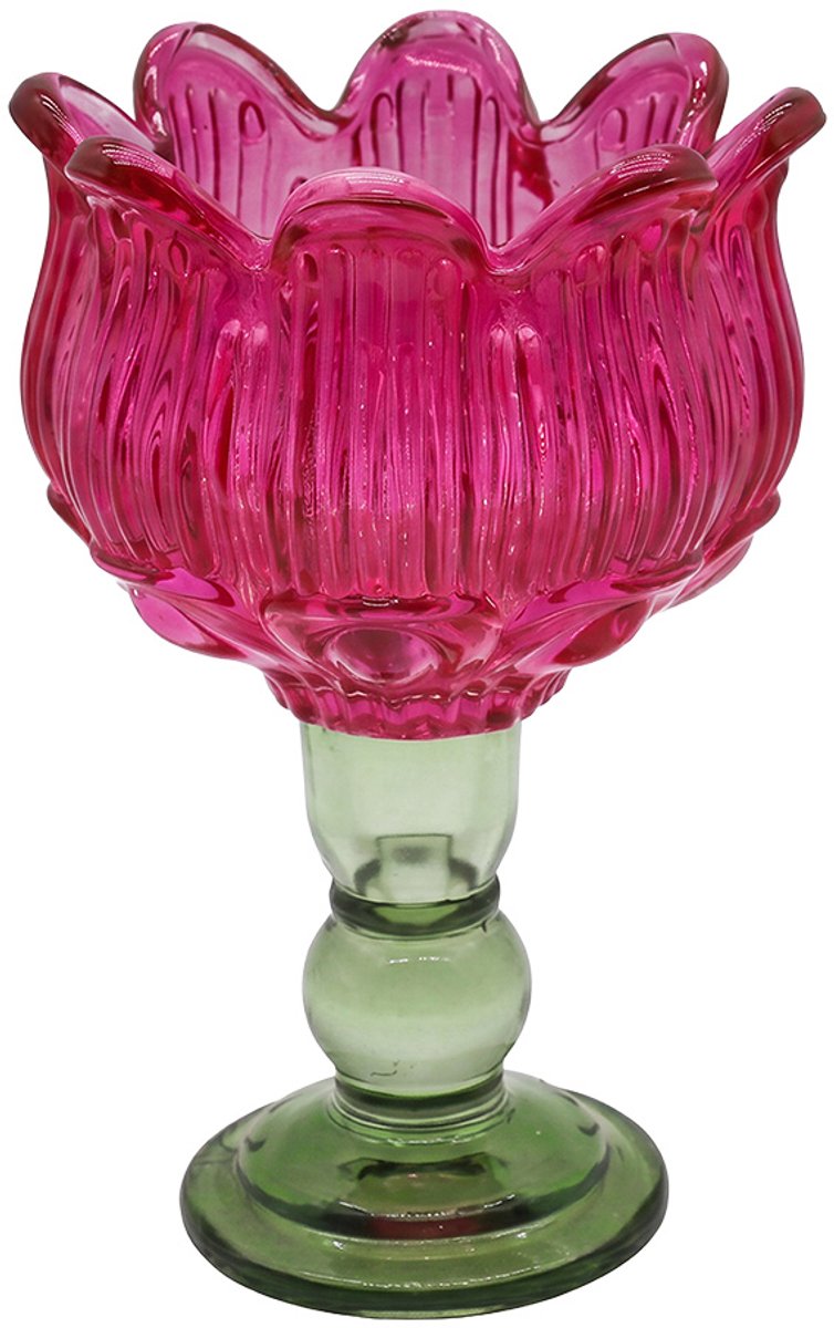 Clayre & Eef Waxinelichthouder Roze Glas