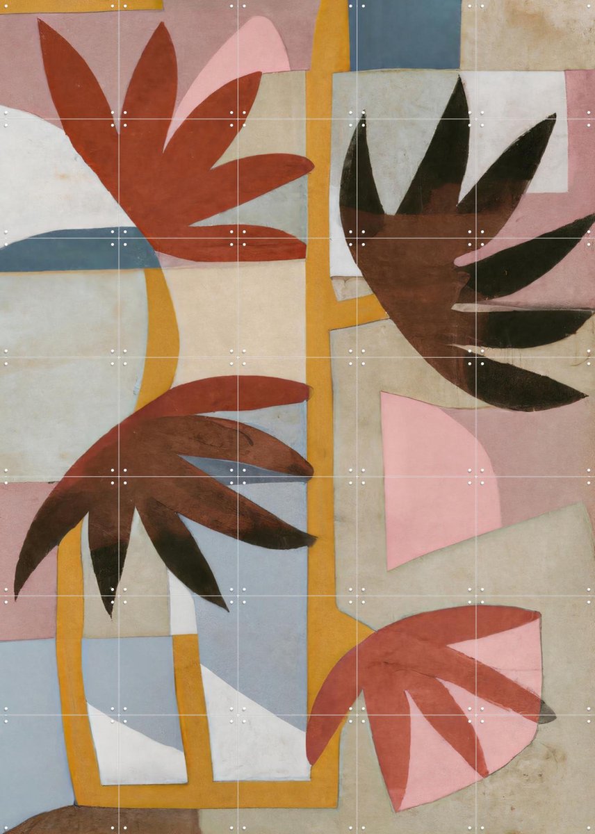 IXXI Flower Safari, Interiorisla - 100 x 140 cm - Gratis ophangtool - Grote wanddecoratie en posters - Modern, Abstract, Kleurrijk, Slaapkamer