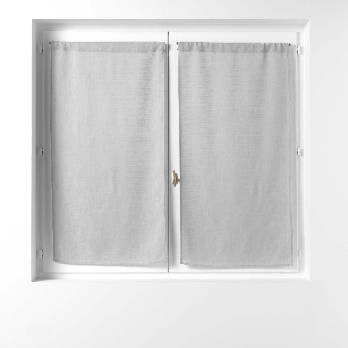 douceur d'intérieur, Gordijnen, recht, 2 x 60 x 120 cm, voile, soane, grijs, 1 paar