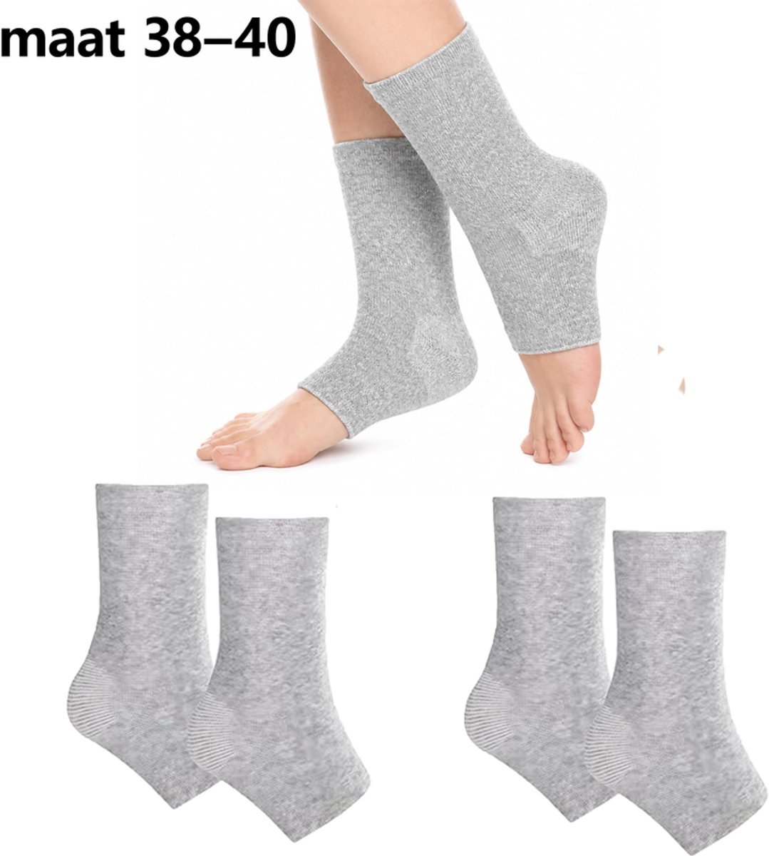 Bamboe Compressiesokken - Voor Vermoeide Voeten & Enkel - Maat M - Schoenmaat 38-40 - Lichte Ondersteuning - 2 Paar - Grijs