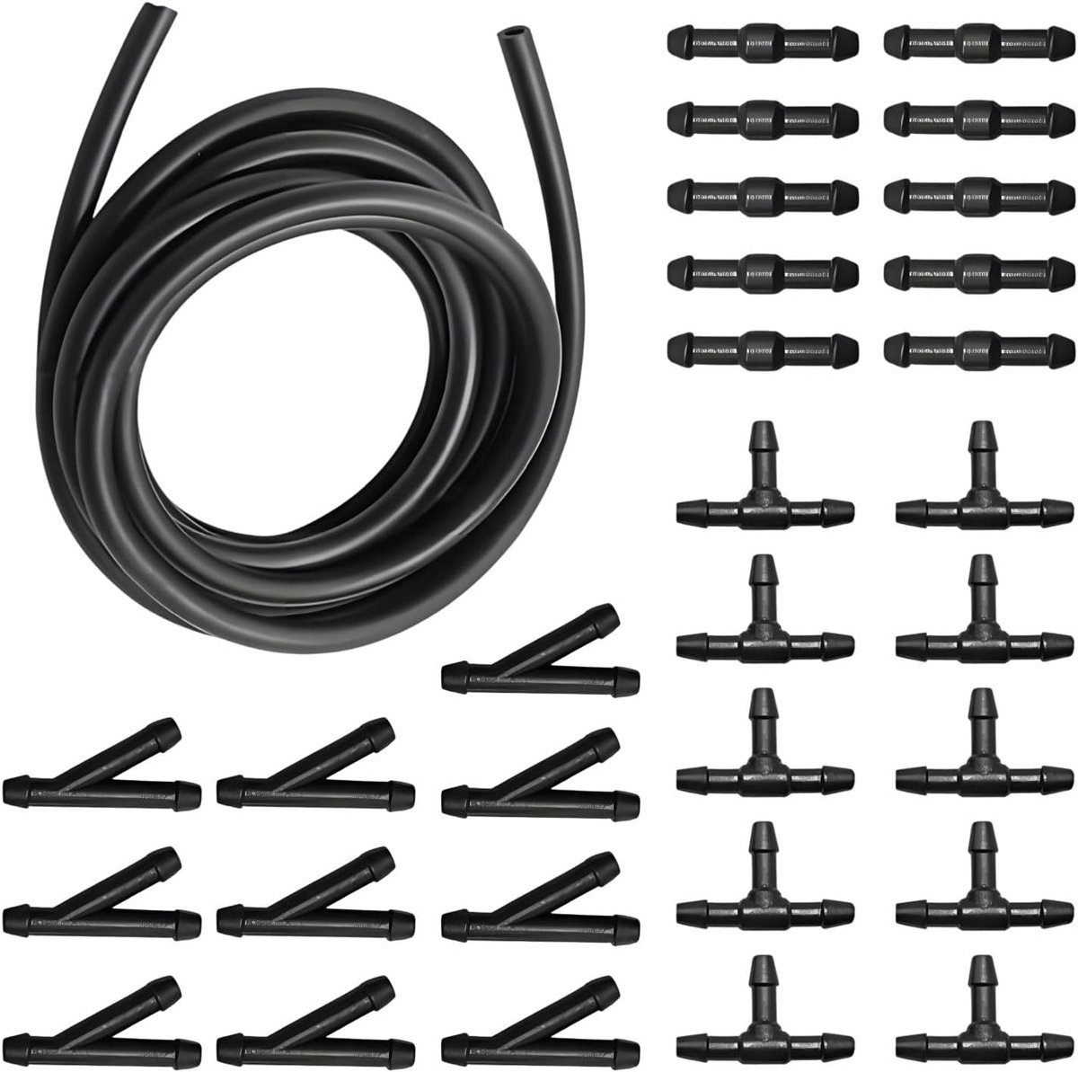 4 meter wisserwaterslang, reparatieset, ruitensproeisysteem, slang met 30 stuks slangverbinders, onderdrukslang voor auto, slangaansluiting voor auto's en tuinirrigatie