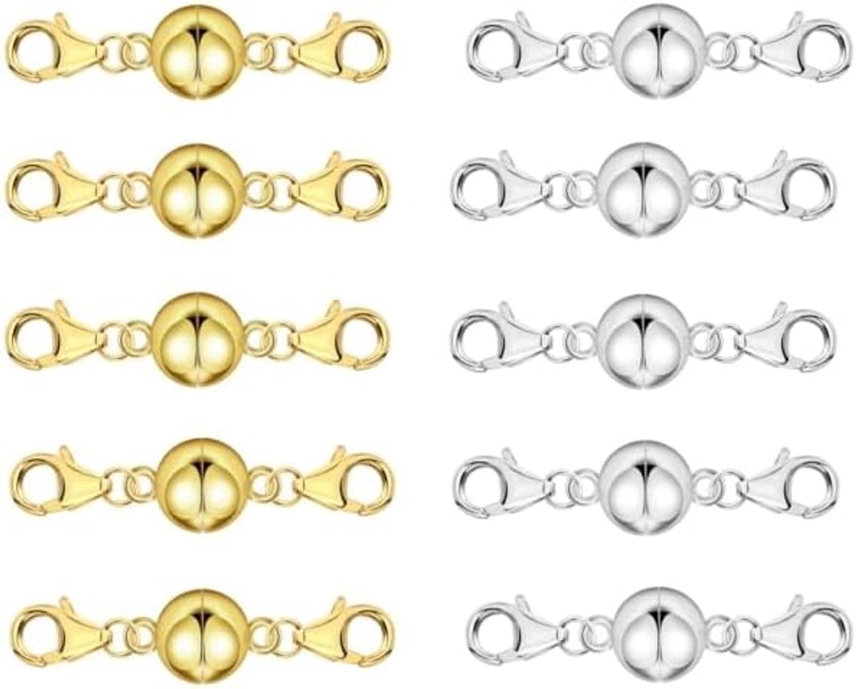 sieradensluiting 10 stuks set zilver goud sterke magneetsluiting ketting verlenger sieradenaccessoire voor halskettingen armbanden DIY gebruik