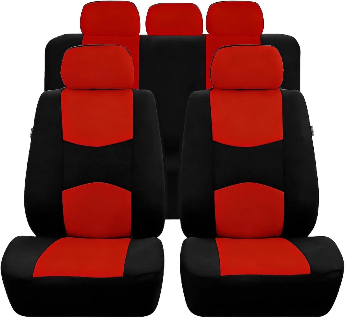 9-delige set, beschermhoezen, complete set, polyester, ademend, voorstoelen, achterstoelen, autohoezen, wasbare autostoelhoezen, auto-interieur, rood