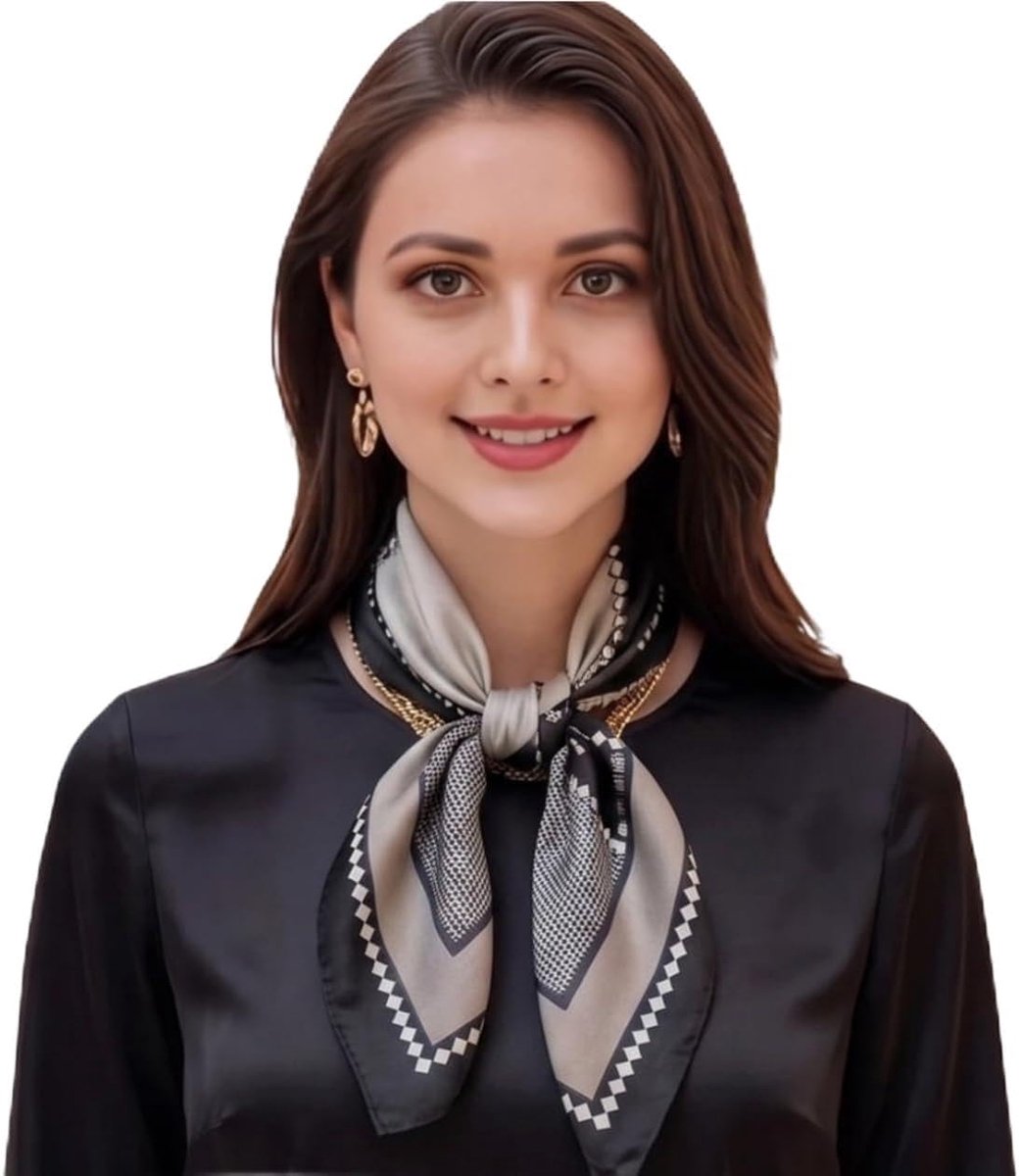 doek halsdoek bandana kort 70x70 klassiek zwart beige doek voor formele gelegenheden dames zakelijke stijl voor formele gelegenheden cadeau voor jou