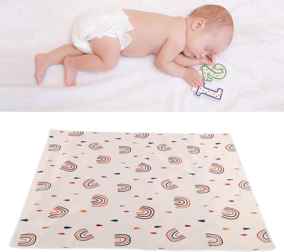 SnelShoppen - Baby Eetstoel Mat, 110x110 cm Waterdichte Vloermat, Afneembare Antislip Speelmat voor Onder Hoge Stoel, Ideaal voor Eten en Spelen – foto 4