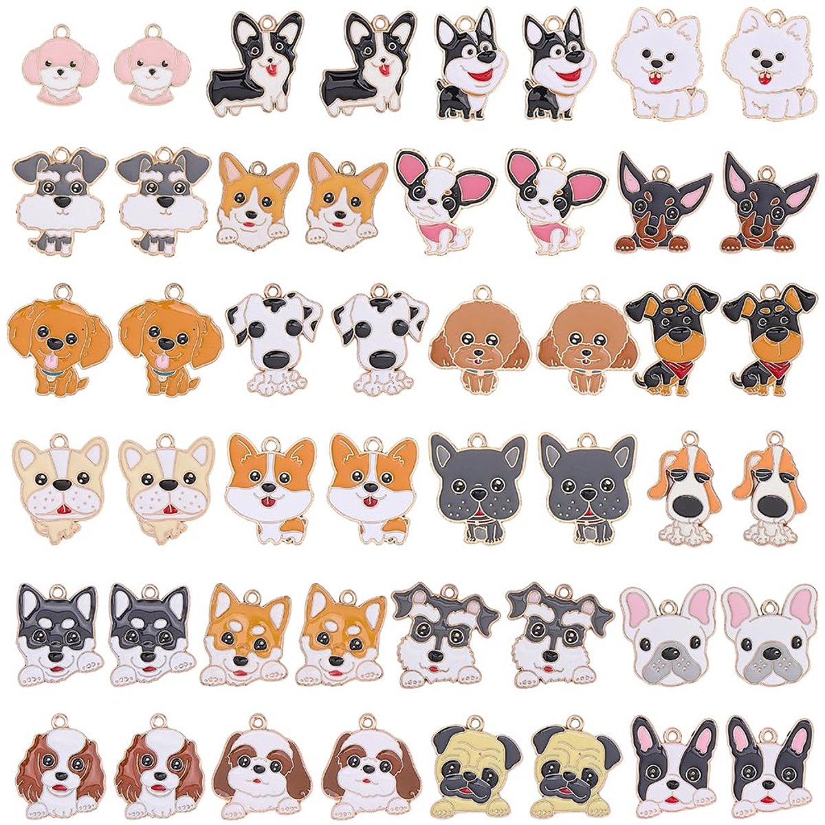 Bedels ambachtelijke hond bedels cartoon metalen kleurrijke esthetiek decoratieve legering kleine sieraden hangers voor kettingen armbanden oorbellen