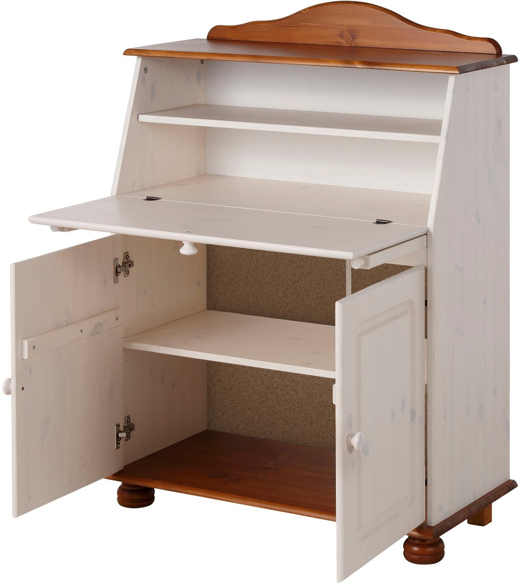 Mette Secretaire Bureau - Wit/Honingkleurig Grenen - 82 x 39 x 107 cm