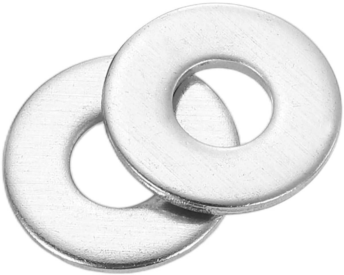 Platte ringen, 304 roestvrij staal, 6 mm binnendiameter x 16 mm buitendiameter x 1,5 mm dikte voor schroeven, fabrieken, reparaties, winkels en buitenbouw, zilver