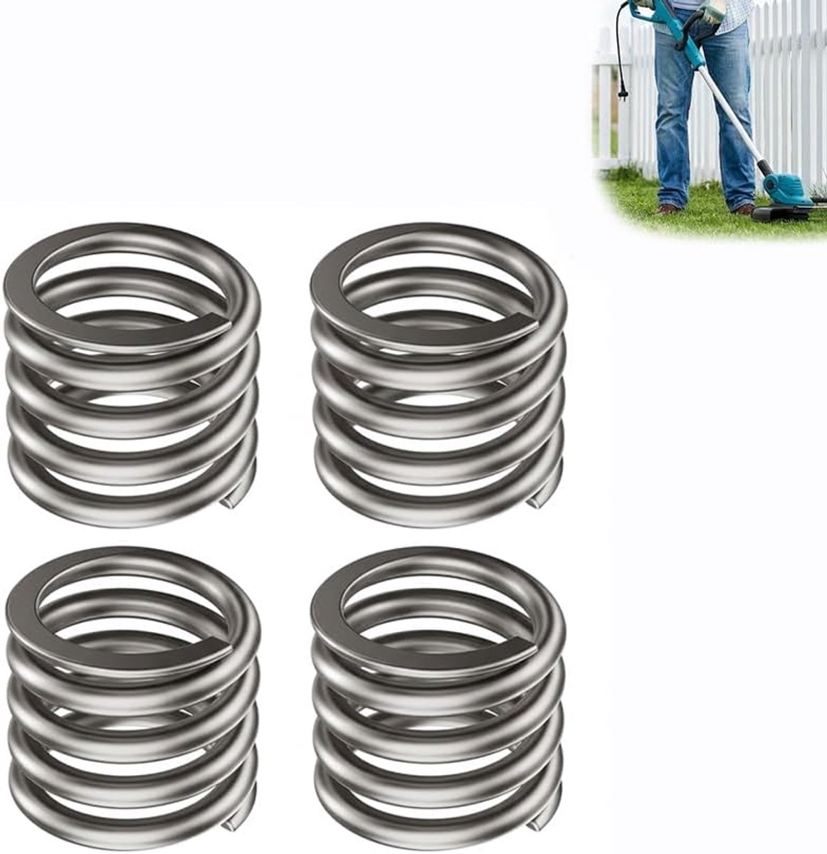 grastrimmer, reserveveren, spoel, 4 stuks, veerset voor grastrimmer, spoel, vervangende drukveren voor draadspoel, tuintrimmer, accessoires, universele reparatie, reserveonderdeel voor