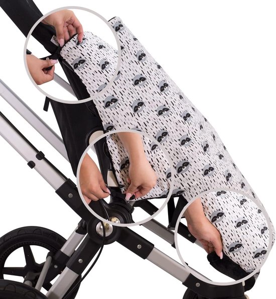 KIDS Winter-Voetenzak Compatibel met Autostoeltjes, Draagbare Wiegjes en Kinderwagens - Extra Zachte Teddyfleece - Gemaakt in Spanje (RACCOON, POLAIR) — afbeelding 4