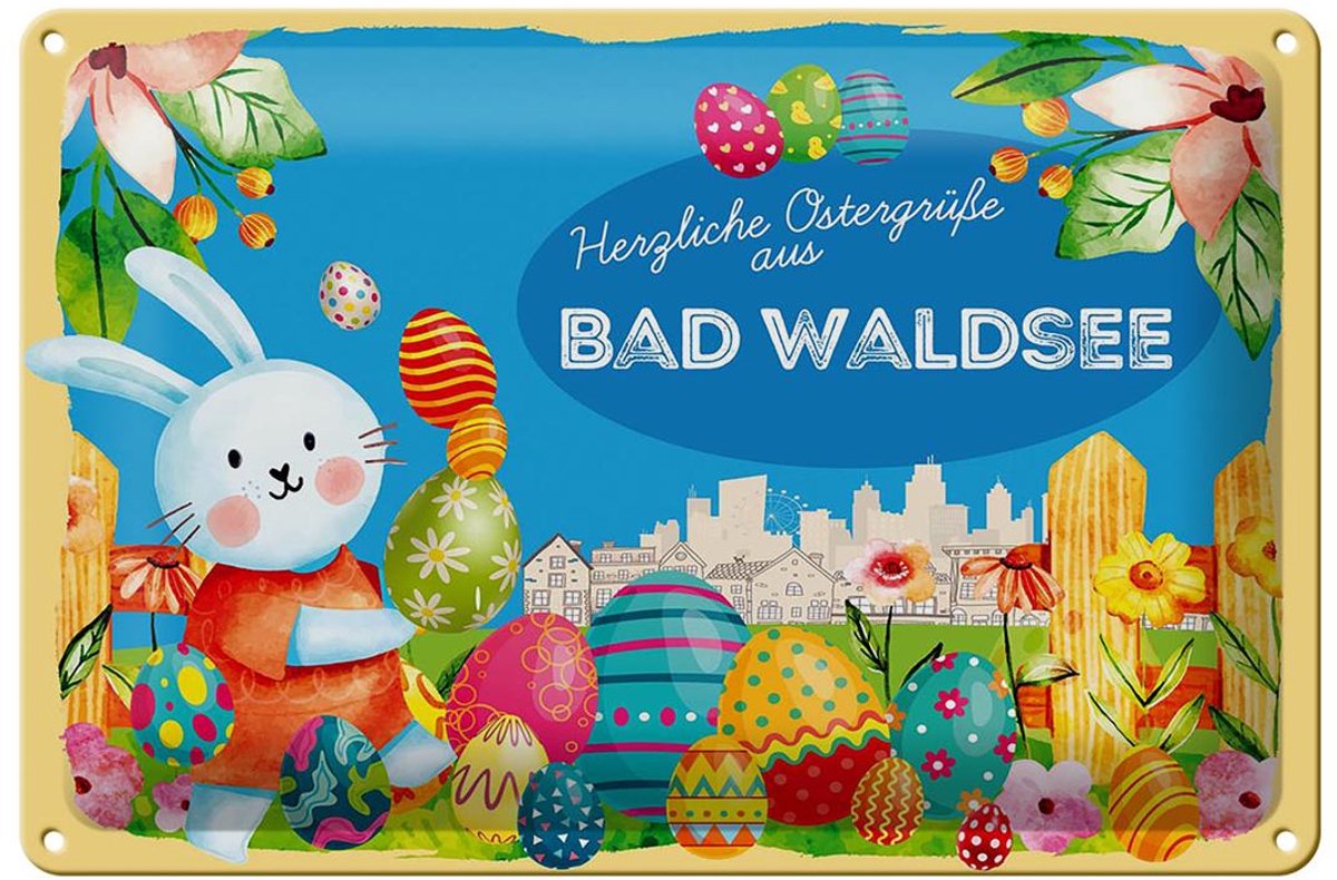Blechschild Ostern Ostergrüße 30x20cm BAD WALDSEE