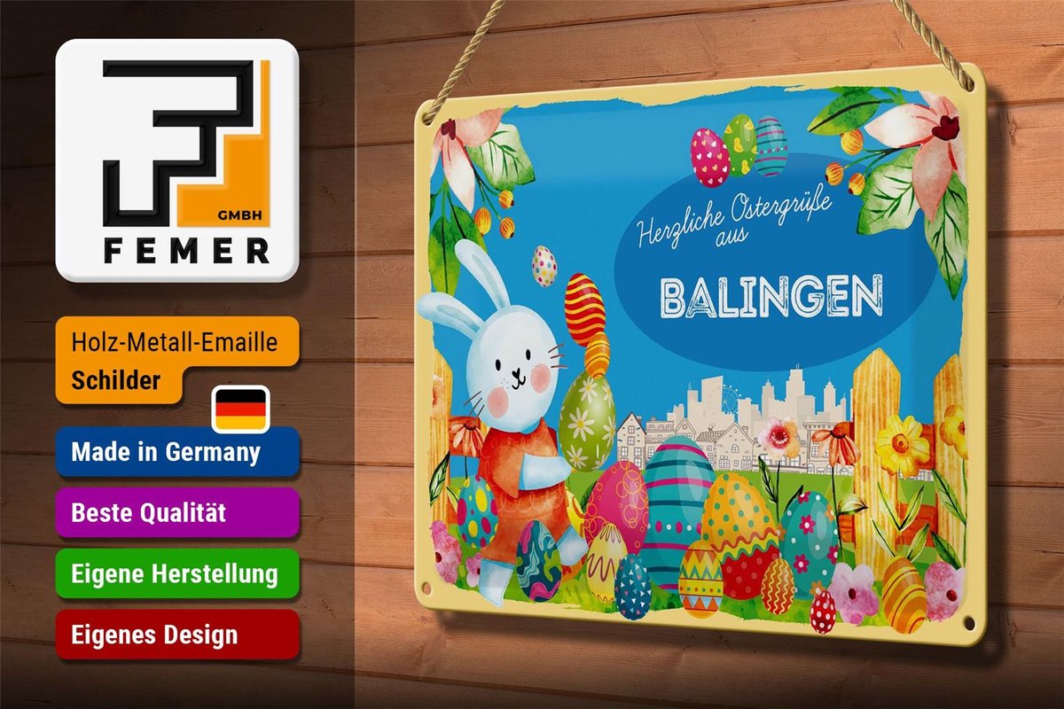 Blechschild Ostern Ostergrüße 30x20cm BALINGEN