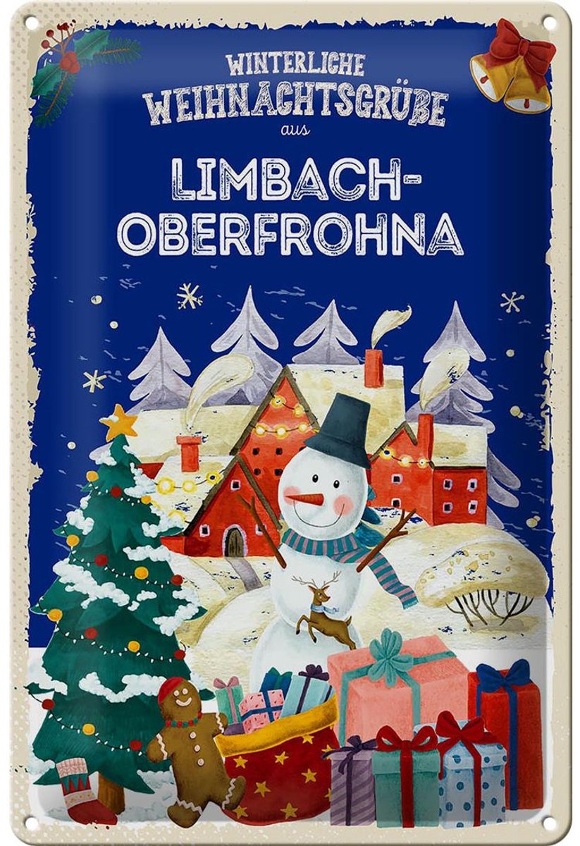 Blechschild Weihnachtsgrüße LIMBACH-OBERFROHNA 20x30cm