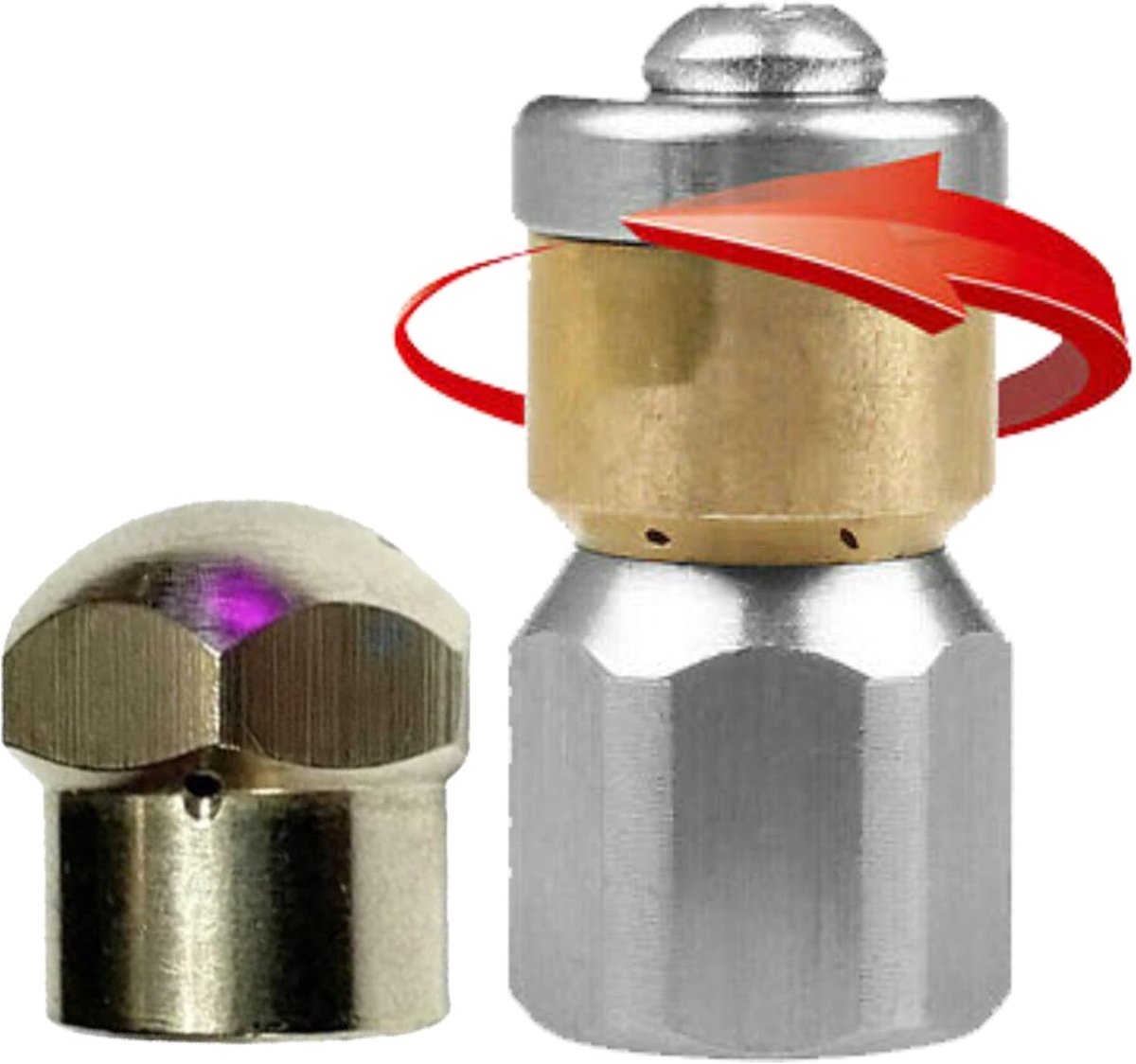 Smartek sproeiers 1/8, voor buisreiniging, hogedruk | Sproeier voor buisreiniging van RVS of messing; controleer schroefdraad, maat, werkdruk, debiet en apparaat vóór aankoop.