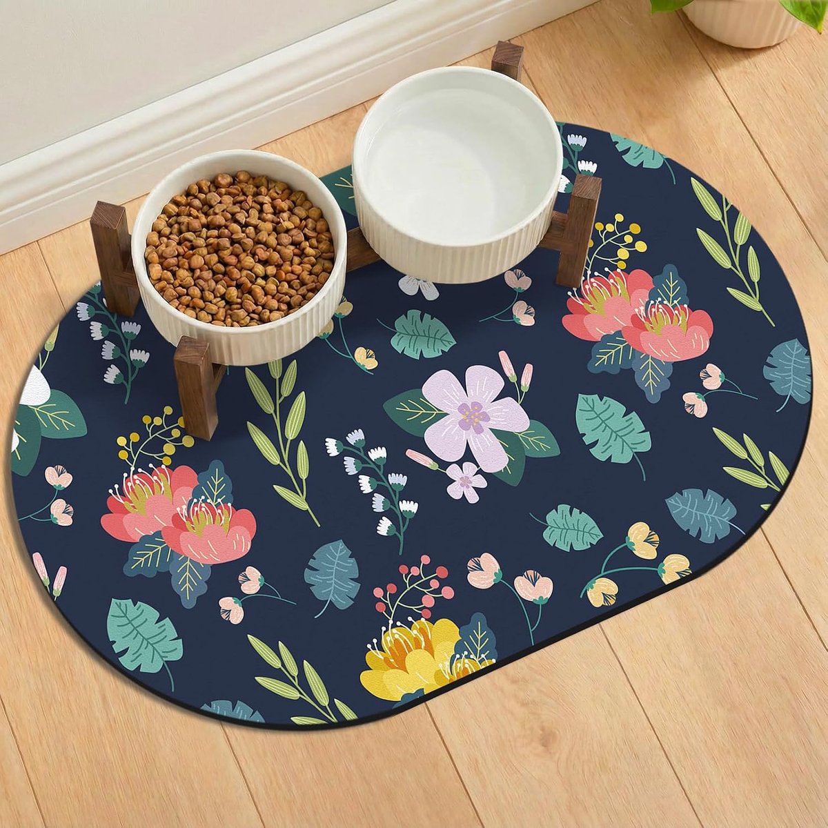 hondenvoermat, 61 x 40,5 cm Antislip kattenvoermat, krasbestendige katten- en hondenvoermatten voor op de vloer, grote voermatten ontworpen voor gezinnen met meerdere huisdieren