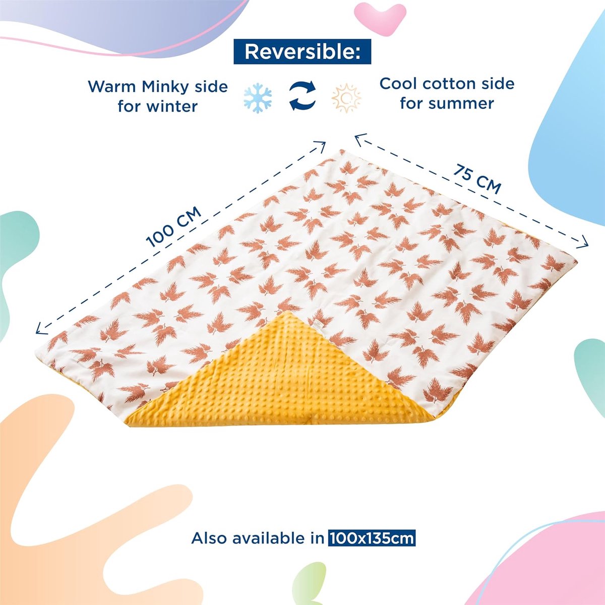 Blanket 75x100 Cm- Zachte Babydeken Van Minky Katoen Oeko Tex - Ledikant Deken - Polyester Vulling Quilt - Baby Swaddle - Bed Plaid Voor Kinderkamer - Baby Dekbed - Wiegdeken - Cotton Blanket