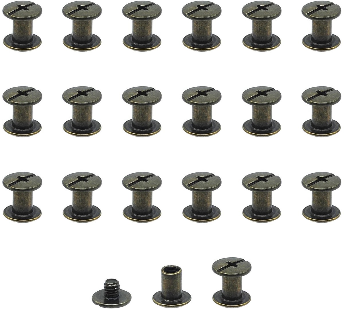 20 sets Chicago schroefpalen, klinknagel Chicago bindschroeven, metalen klinknagel vervanging reparatie voor tassen, kraag, harnas, bagage, portemonnee, hondenriem, rugzak, riem