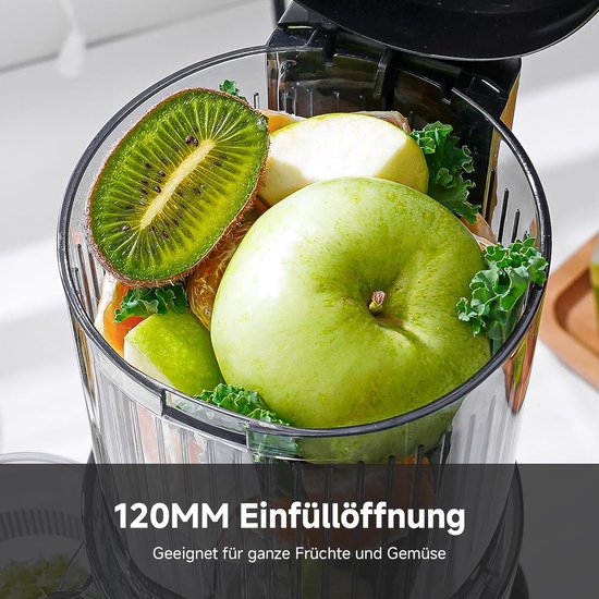 Slow Juicer - Koude Pers Juicer - Gezond Sap Maken - 120mm Brede Opening - 1.8 Liter - Zilver — afbeelding 2