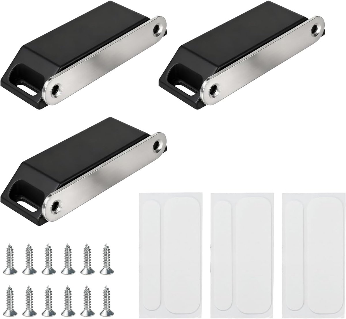 SnelShoppen - Pack van 3 Zelfklevende Cabinet Deurmagnets, Ultra Sterke Magneten voor Keuken, Kast, Lade, Meubels, Zwart, Eenvoudige Installatie
