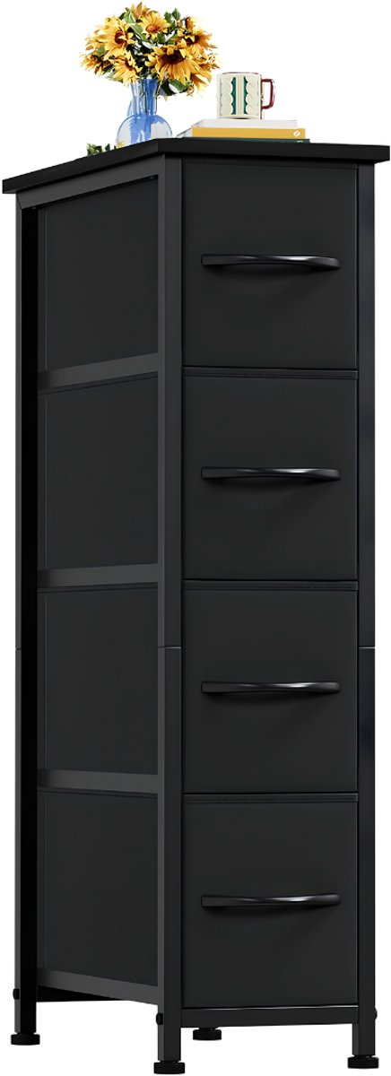 NIVA® Lade Kast - Ladenkast - Ladenkastje - Zwart - 48cm x 20cm x 75cm