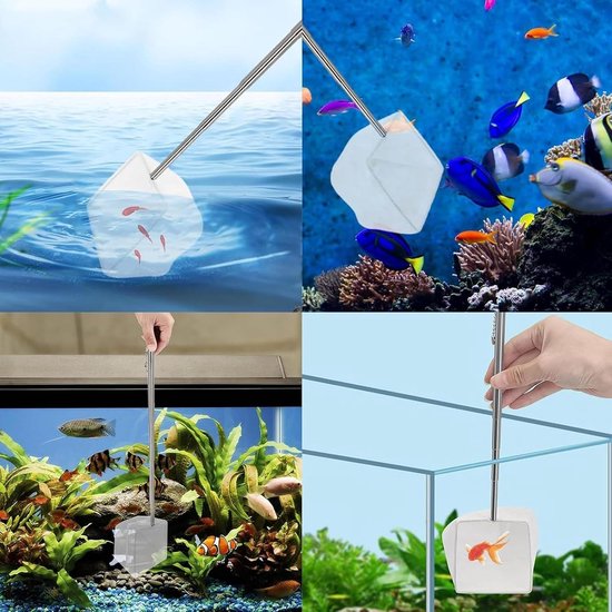 Aquarium, 2 stuks Betta Visnet Lange Handvat Fish Tank Quick Catch Mesh Fijn Mesh Klein Visnet Uitschuifbaar Handvat voor het vangen van Kleine Vissen of Puin — afbeelding 5